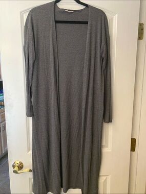 See You Monday Gray Ribbed Knit Longline Duster Cardigan 
Size L